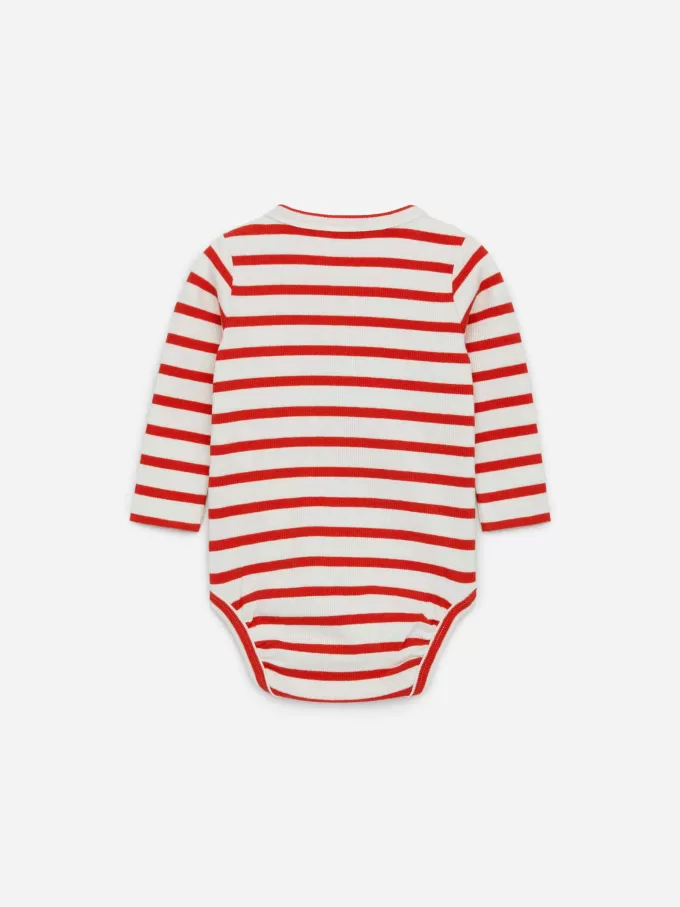 Ribbet langærmet bodysuit