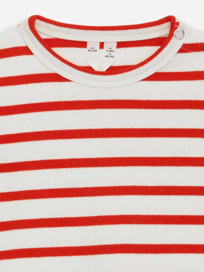 Ribbet langærmet bodysuit