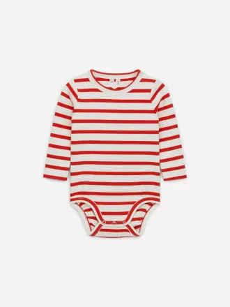 Ribbet langærmet bodysuit