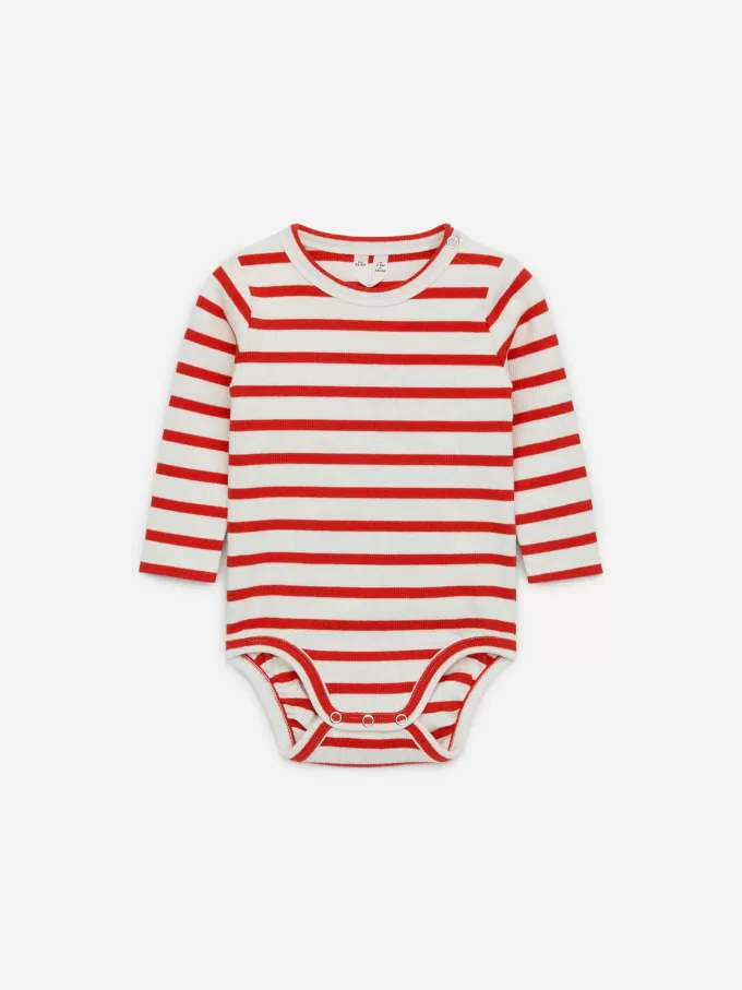 Ribbet langærmet bodysuit