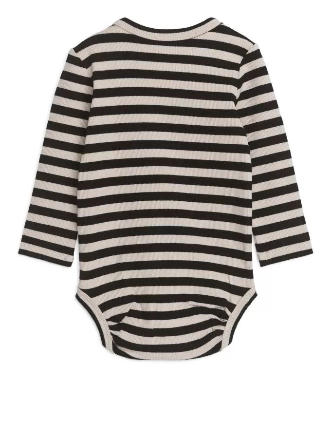 Ribbet langærmet bodysuit Ribbet langærmet bodysuit