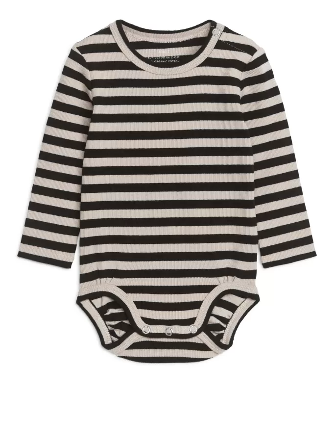 Ribbet langærmet bodysuit Ribbet langærmet bodysuit
