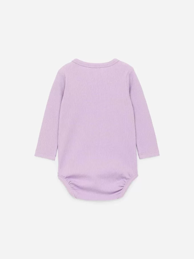 Ribbet langærmet bodysuit