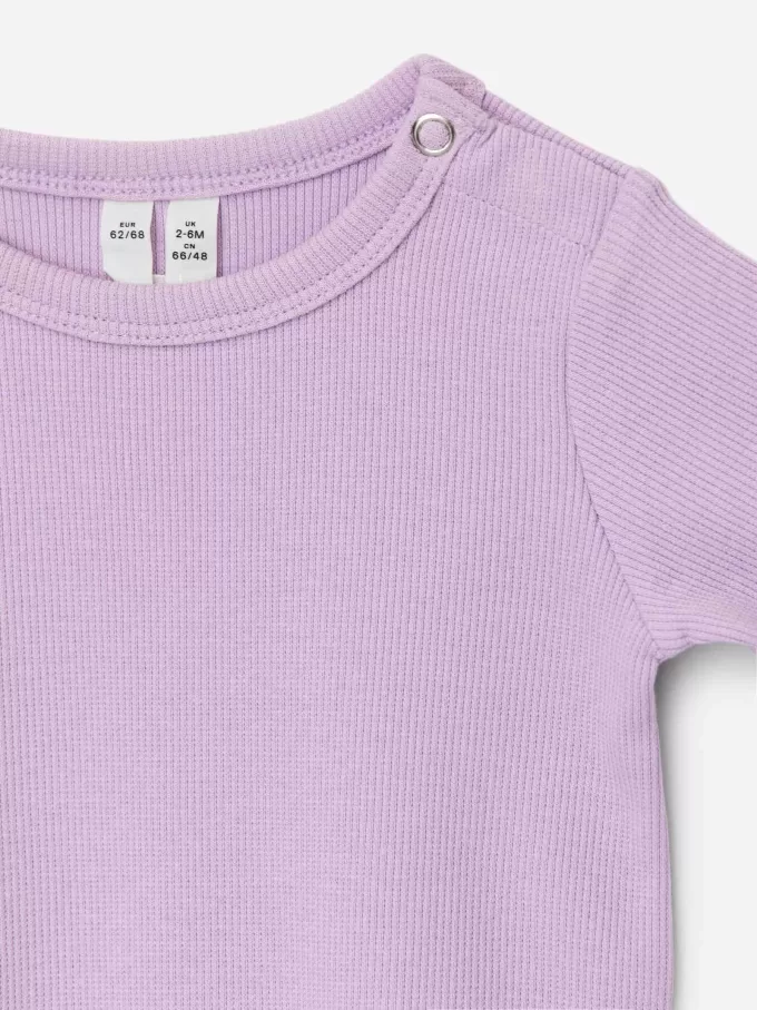 Ribbet langærmet bodysuit