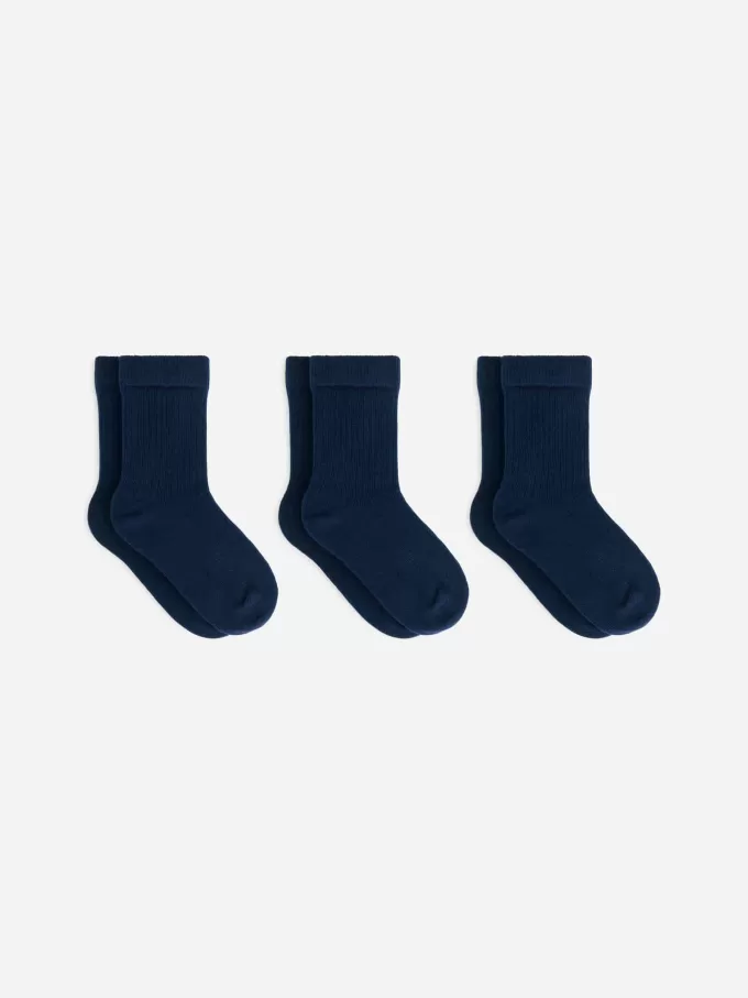 Ribstrikkede sokker, 3 par