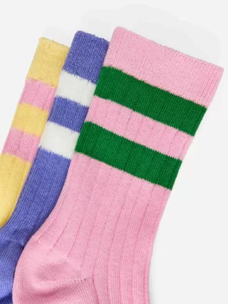 Ribstrikkede sokker sæt med 3 stk