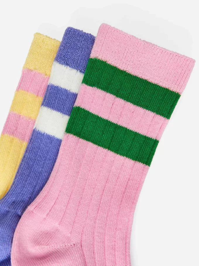 Ribstrikkede sokker sæt med 3 stk
