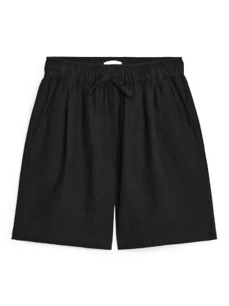Shorts i bomuld-hør