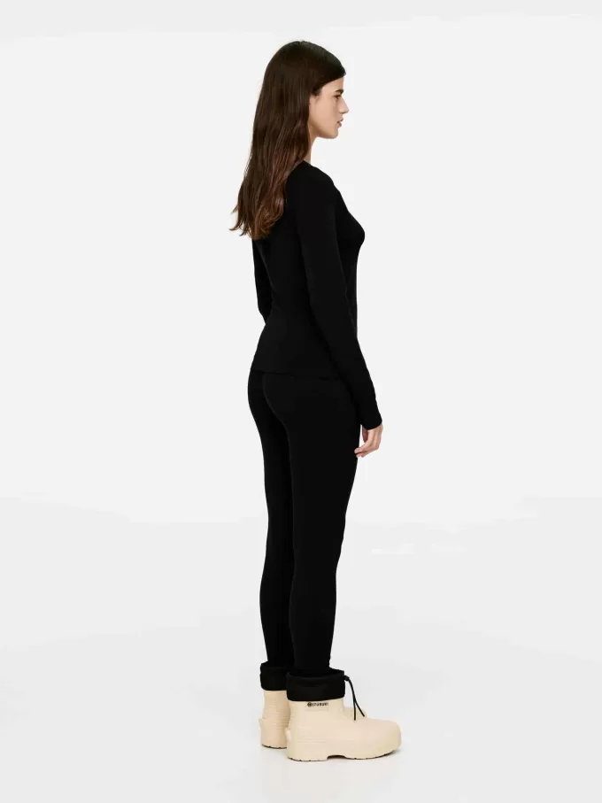 Sømløs top i uldblanding