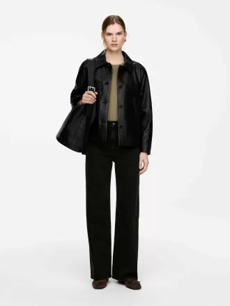 Stor læder Bucket Bag