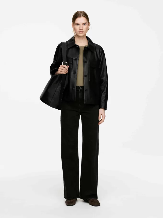 Stor læder Bucket Bag