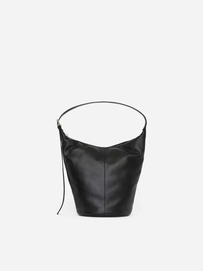 Stor læder Bucket Bag