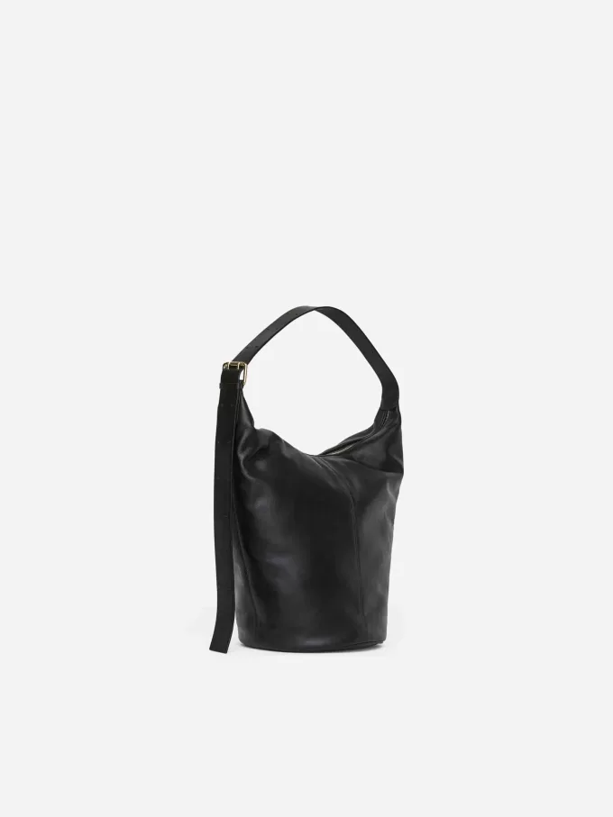 Stor læder Bucket Bag