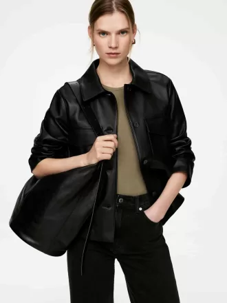 Stor læder Bucket Bag