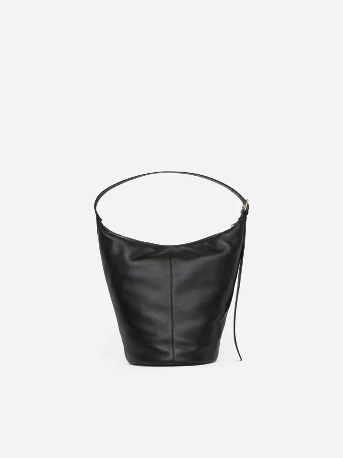 Stor læder Bucket Bag