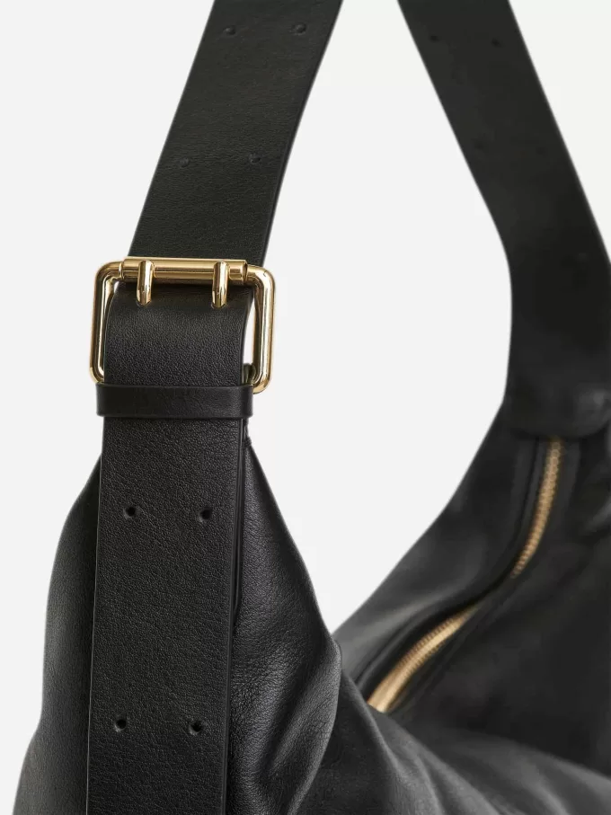 Stor læder Bucket Bag