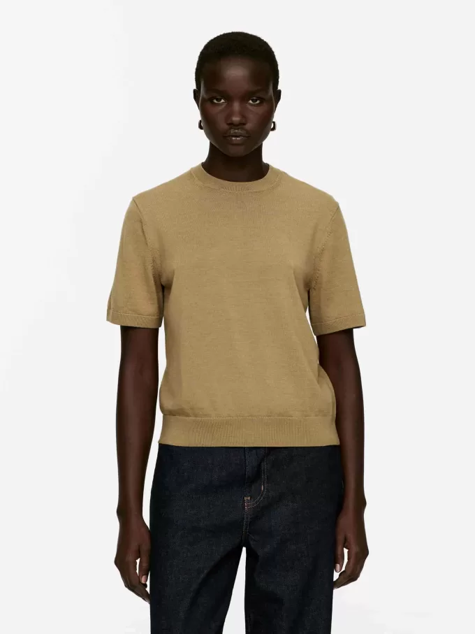 Strikket T-shirt i Merinould