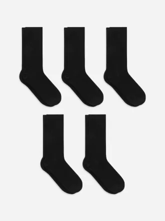 Supima bomulds ribstrømper 5 par