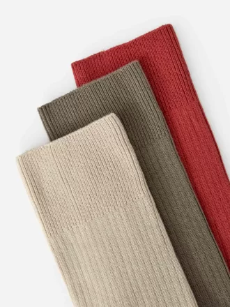 Supima bomulds ribstrømper Sæt med 3 par