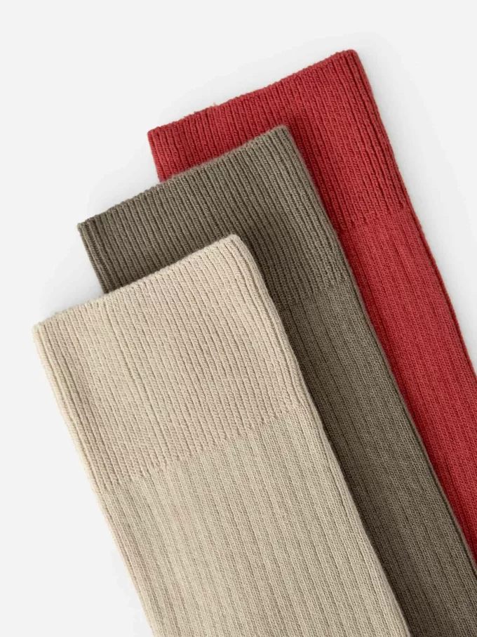 Supima bomulds ribstrømper Sæt med 3 par