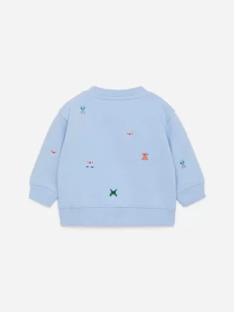 Sweatshirt i broderet bomuld