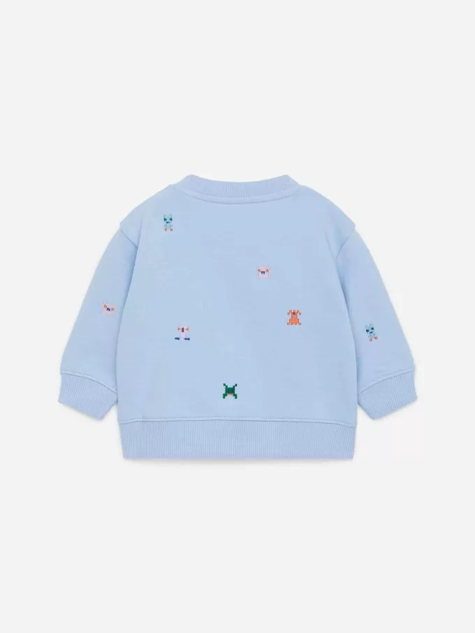 Sweatshirt i broderet bomuld