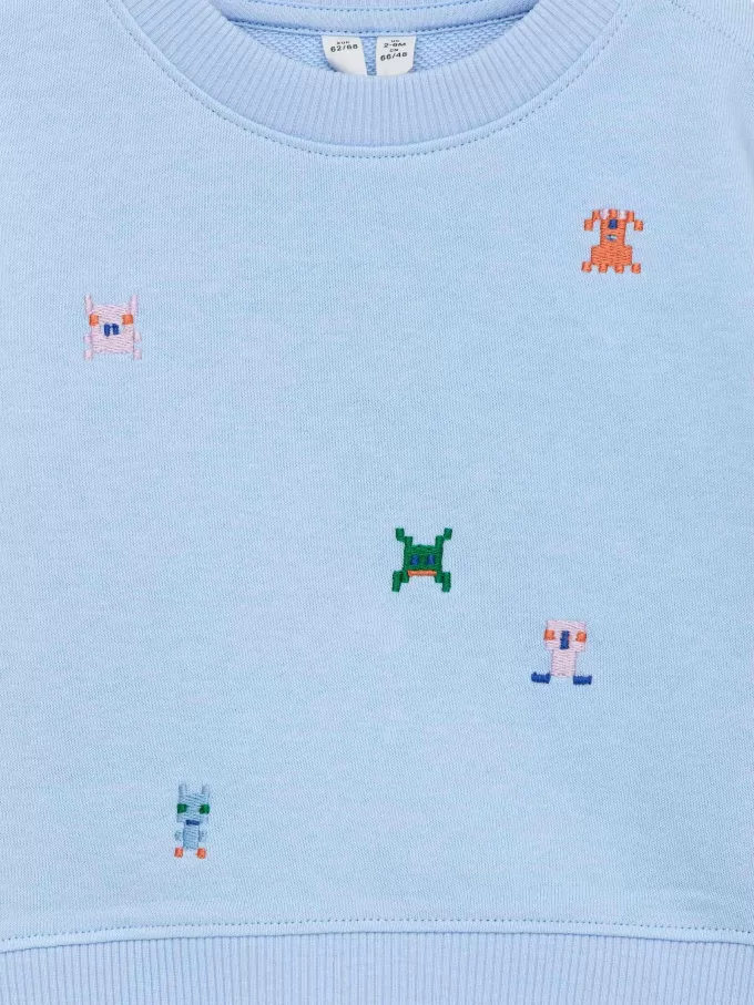 Sweatshirt i broderet bomuld