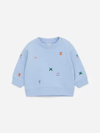 Sweatshirt i broderet bomuld