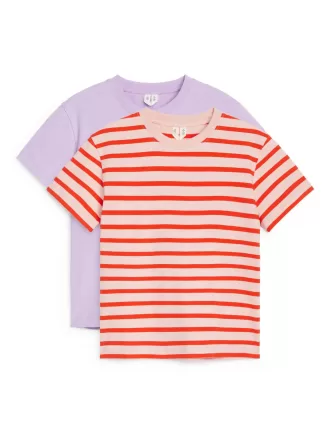 T-shirt med rund hals med 2 stk