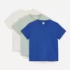 T-shirt med rund hals med 3 stk T-shirt med rund hals med 3 stk