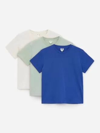 T-shirt med rund hals med 3 stk