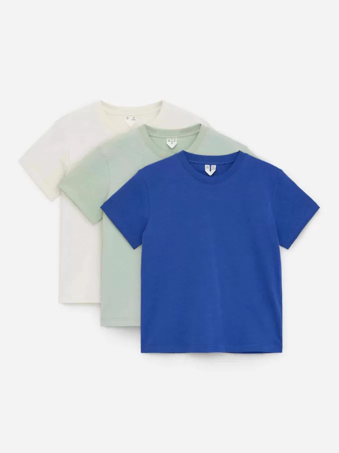 T-shirt med rund hals med 3 stk T-shirt med rund hals med 3 stk