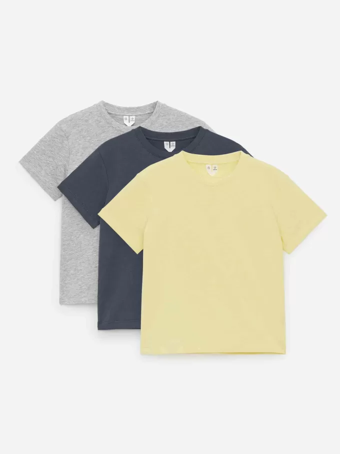 T-shirt med rund hals med 3 stk T-shirt med rund hals med 3 stk