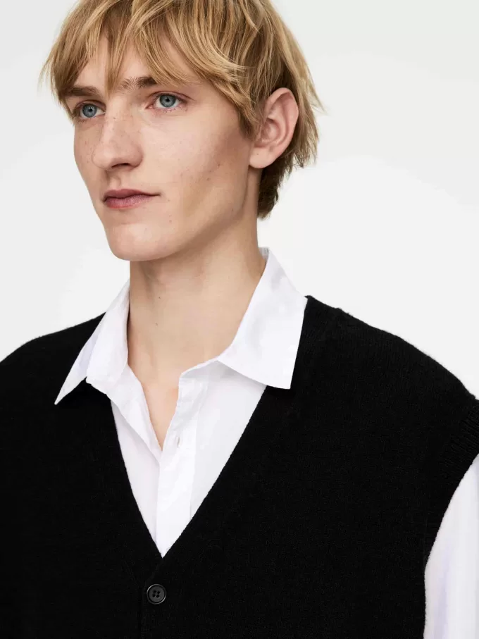 Uld-Bomuld Vest Cardigan