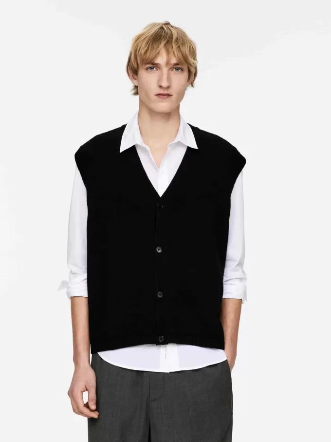 Uld-Bomuld Vest Cardigan