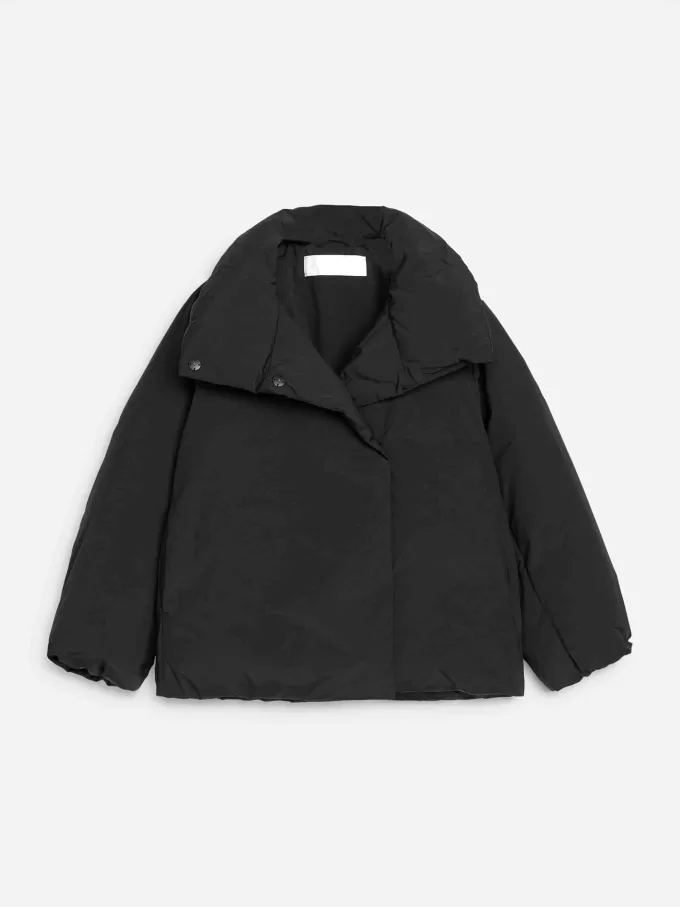 Upcycled dunjakke med høj krave Upcycled dunjakke med høj krave